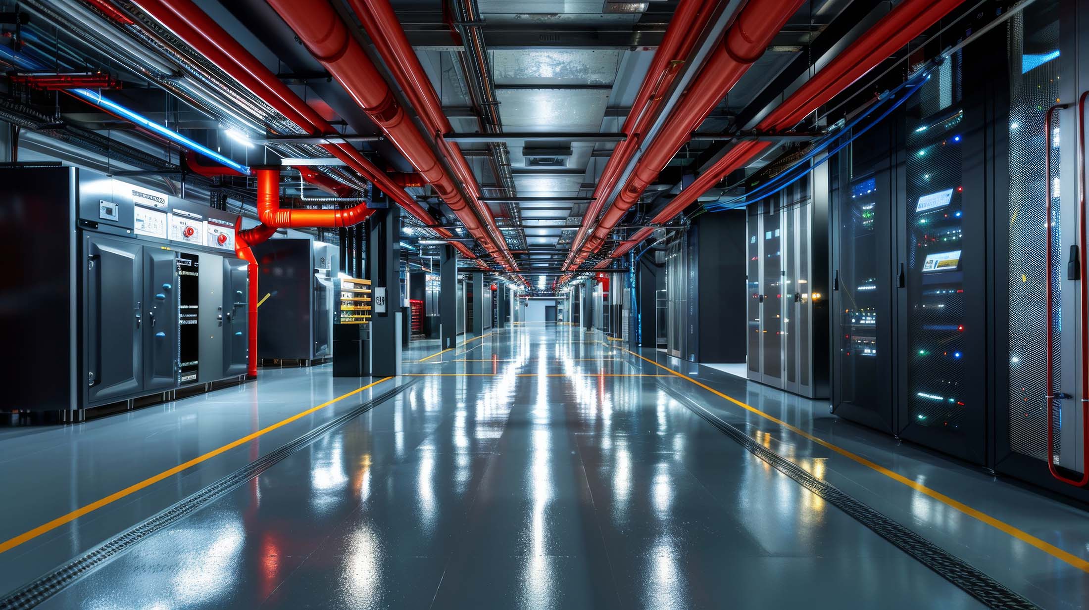 Data Center with Fire Suppression Systems